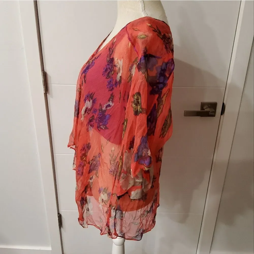 Free People Cheer Chiffon Katomi Cardigan Size L